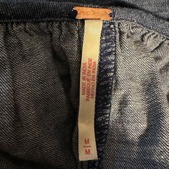 Free People Denim Dreams Midi Maxi Dress in 70s Blue Size Medium Jean Jumper - Picture 12 of 14